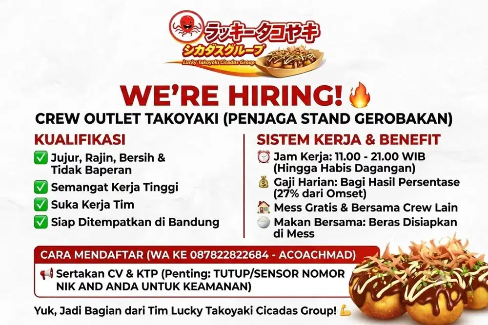 LOWONGAN CREW GEROBAKAN LUCKY TAKOYAKI CICADAS GROUP
