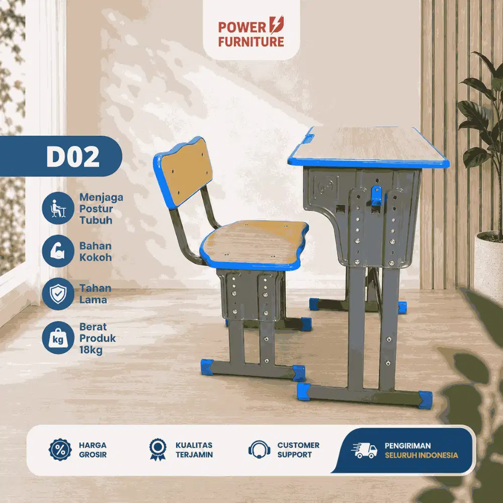 D02 - Meja Sekolah SD | Meja Kursi Sekolah | Bangku Sekolah Set