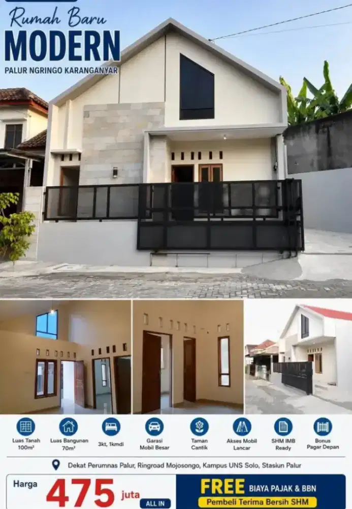 Rumah Baru Modern,Bisa KPR,Dekat Solo,UNS,Stasiun Palur,NGRINGO Jaten