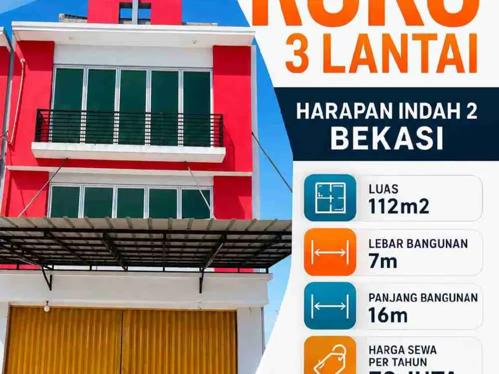 Cari untuk usaha atau kantor?Ruko 3 lantai disewakan di Harapan Indah