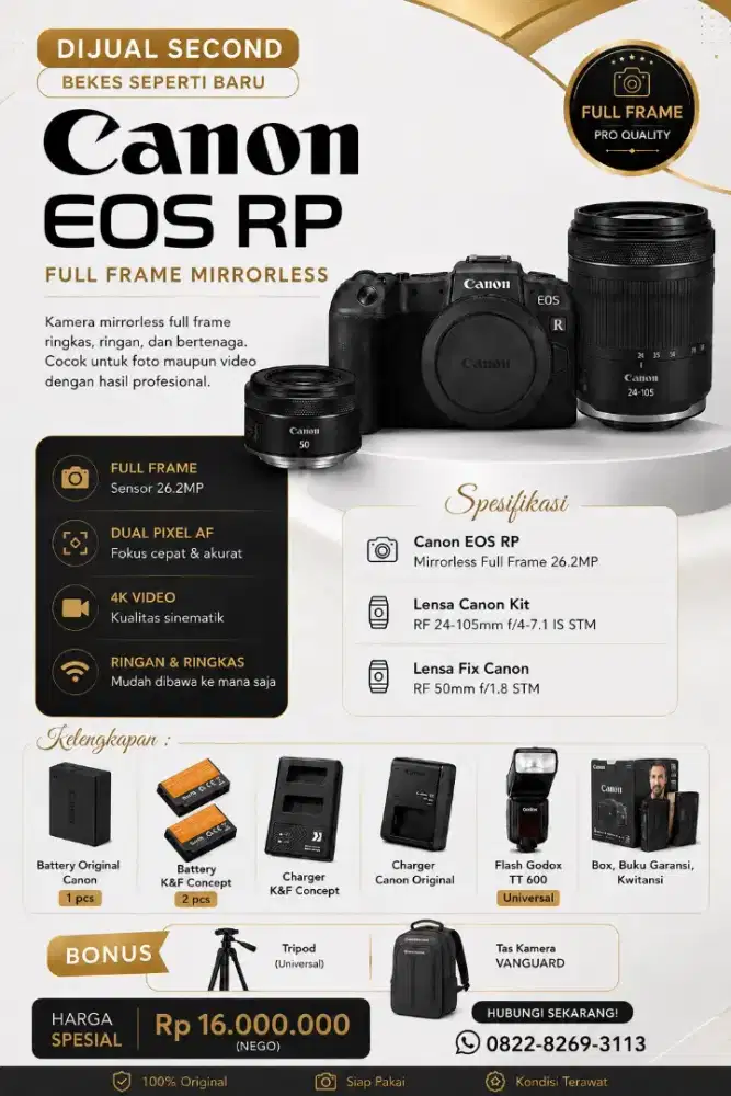 Kamera Canin EOS RP Fullset Like New