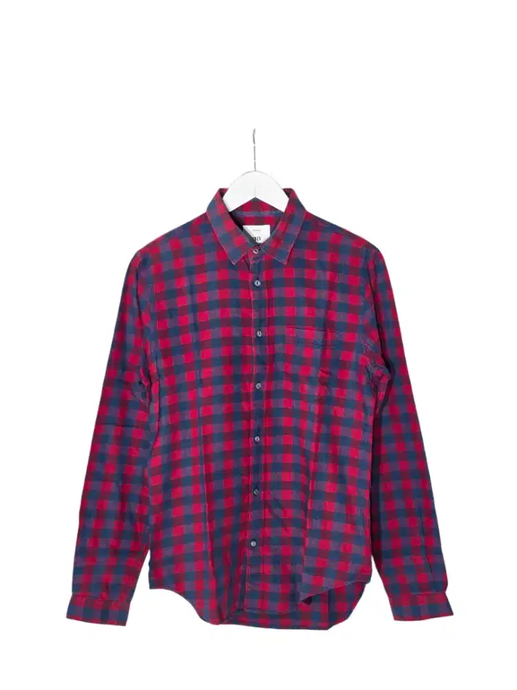 Kemeja Zara Man Denim Biru Merah Kotak Kotak