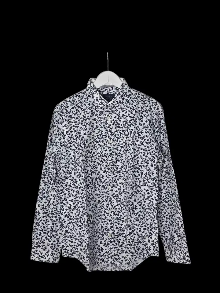 Kemeja Zara Man Slim Fit Basic Putih Motif