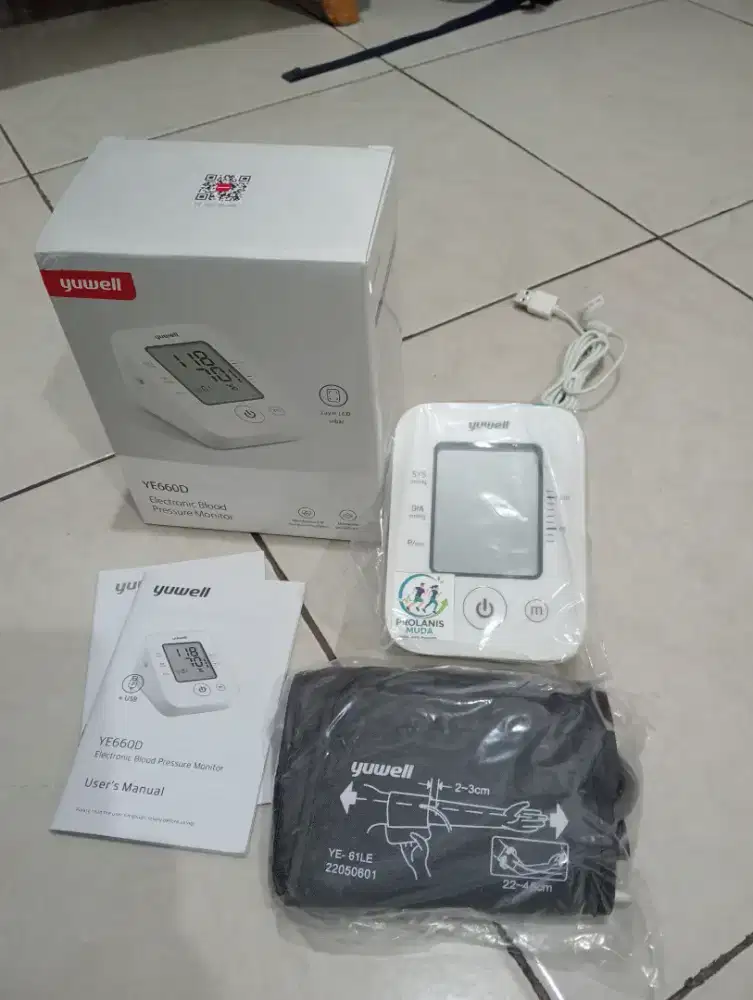 Tensimeter Digital Yuwell YE660D Original USB LCD Besar - Baru Lengkap