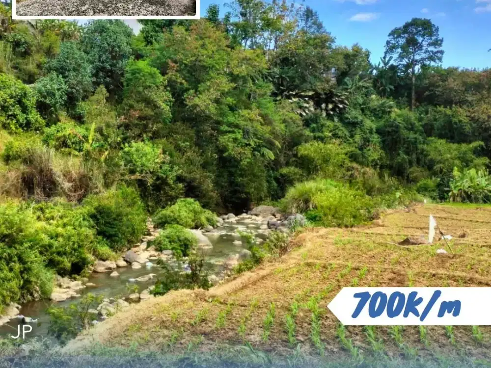 Dijual Tanah Cantik Pinggir Sungai Alami, Lokasi Deket Dengan Fasum Karangpandan