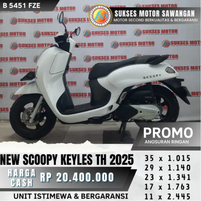 HONDA NEW SCOOPY KEYLES TH 2025 PUTIH MULUS BERGARANSI BISA KREDIT
