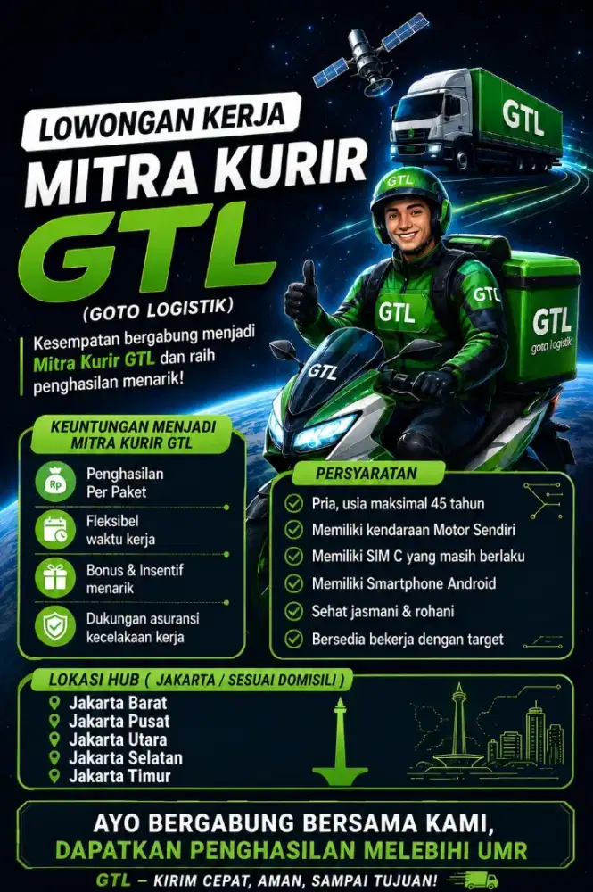 Lowongan Kerja Kurir Motor Ekspedisi - DKI Jakarta // sesuai Domisili