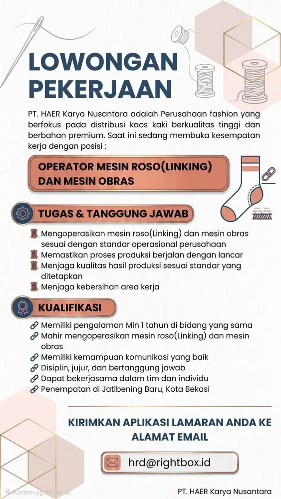 Operator Mesin Roso(Linking) dan Mesin Obras