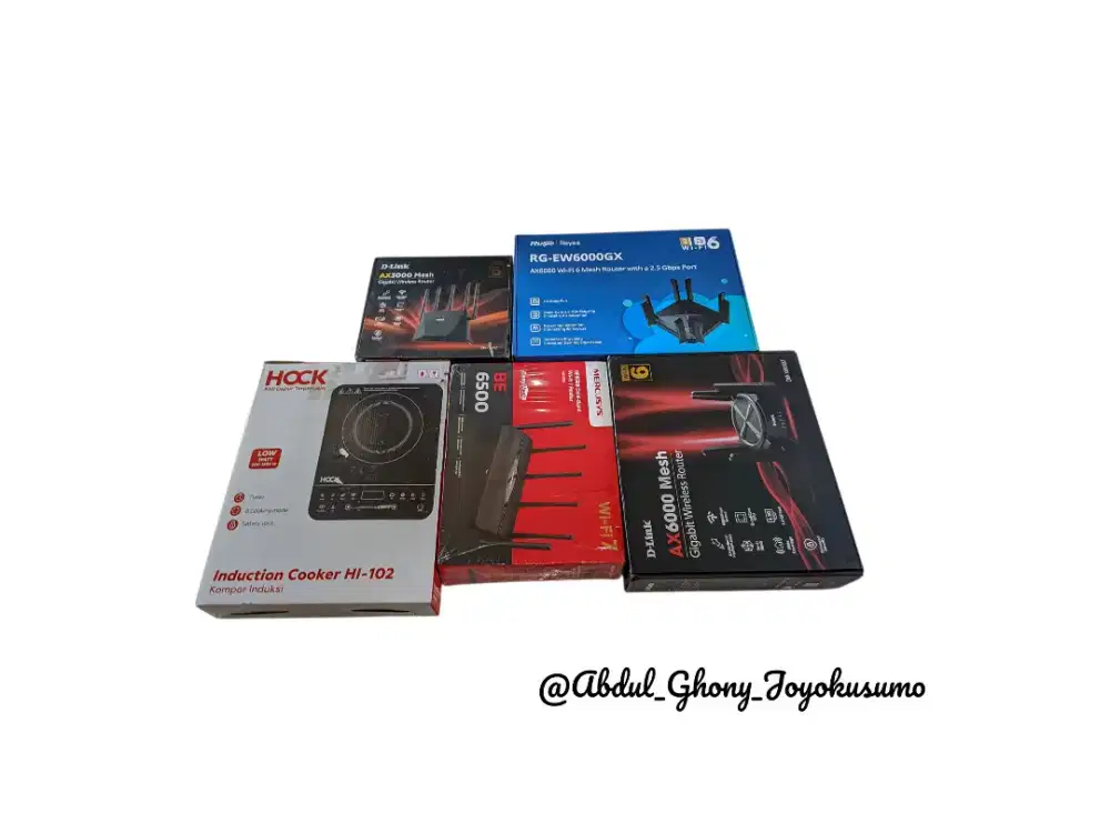 Router Ruijie D-Link Mercusys dan Kompor listrik induksi Hock
