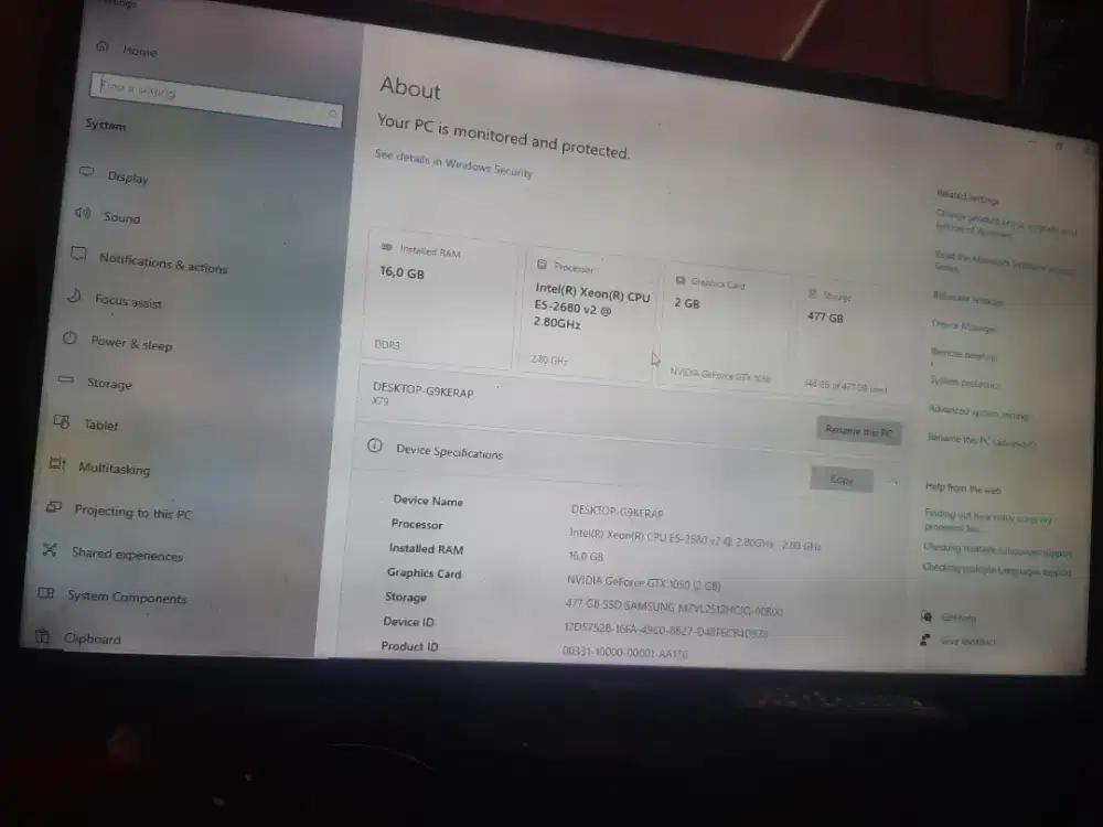 Pc gaming ram 16gb ssd m2 512gb, via 2gb murah