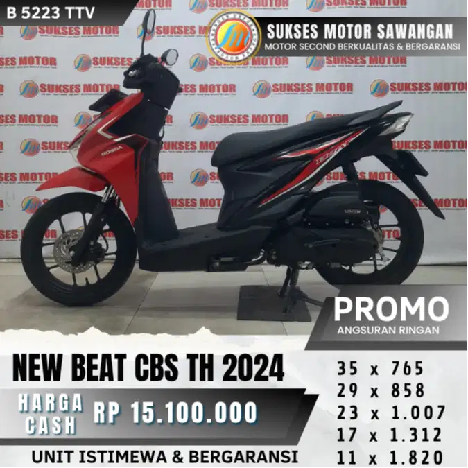 DP 600 CASH KREDIT HONDA BEAT NEW CBS TH 2024 UNIT MULUS BERGARANSI