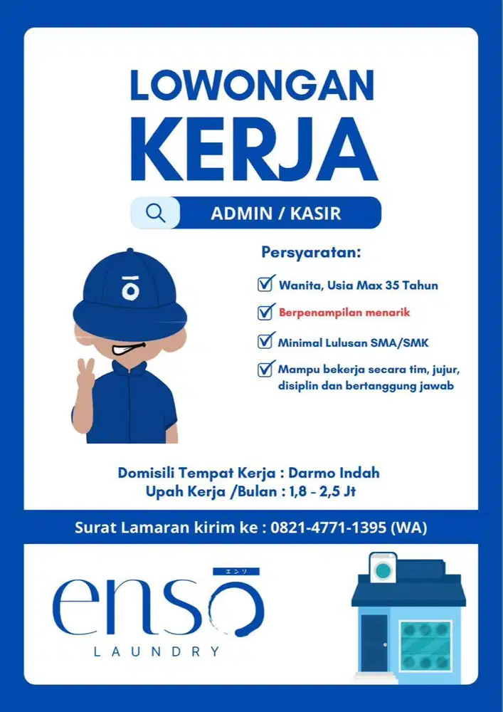 Loker SBY Barat Admin dan Produksi Laundry