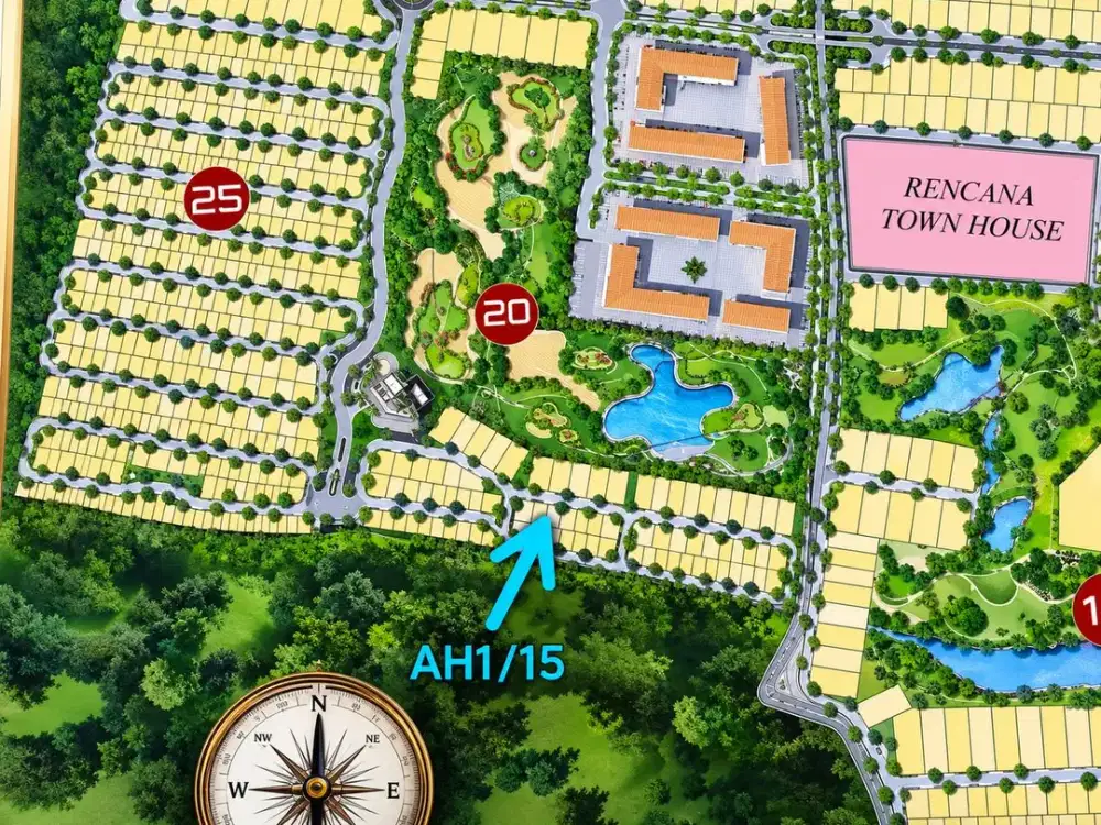 Kawasan cluster elite jarang dijual! Tanah kavling grand embassy golf view pakuwon indah