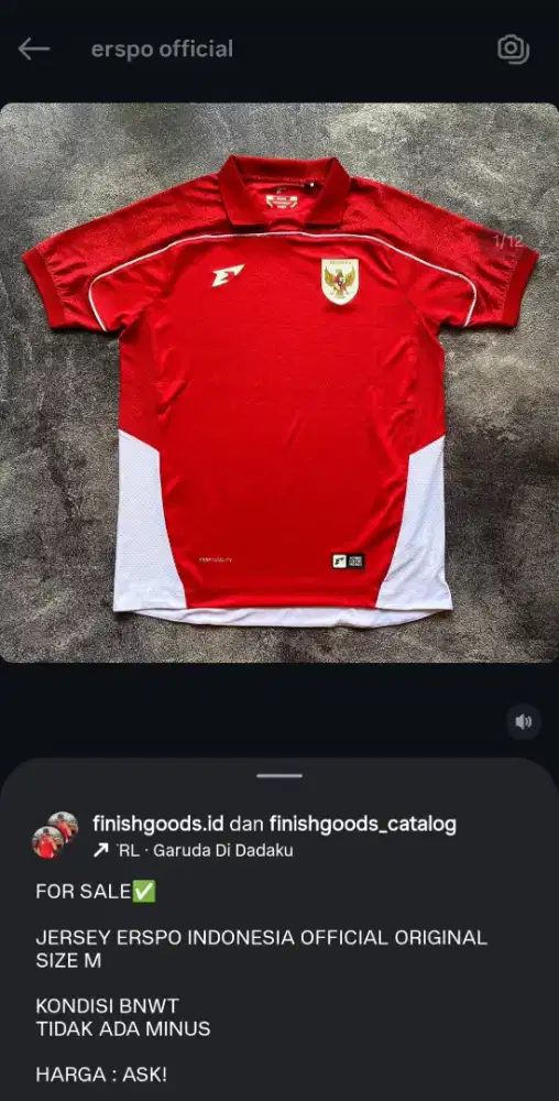 Baju TIMNAS INDONESIA Erspo Original