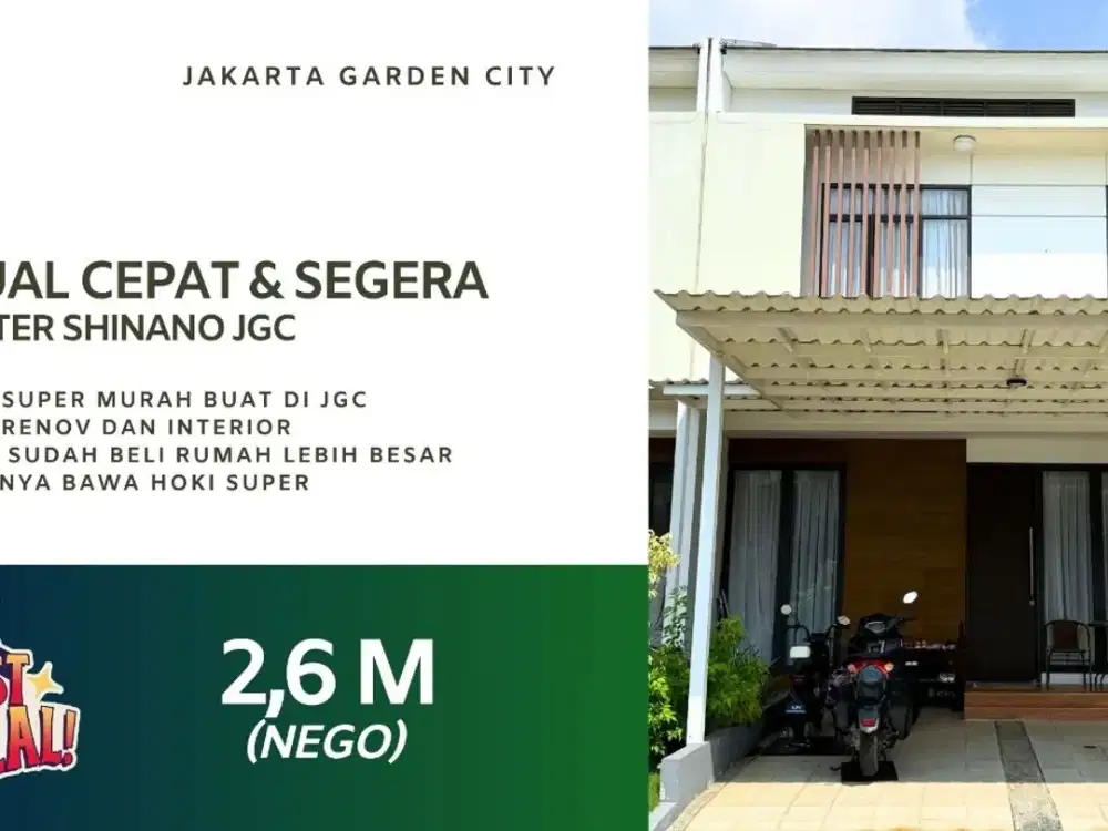 Rumah Dijual Cepat Harga Banting Jakarta Garden City Cluster Shinano