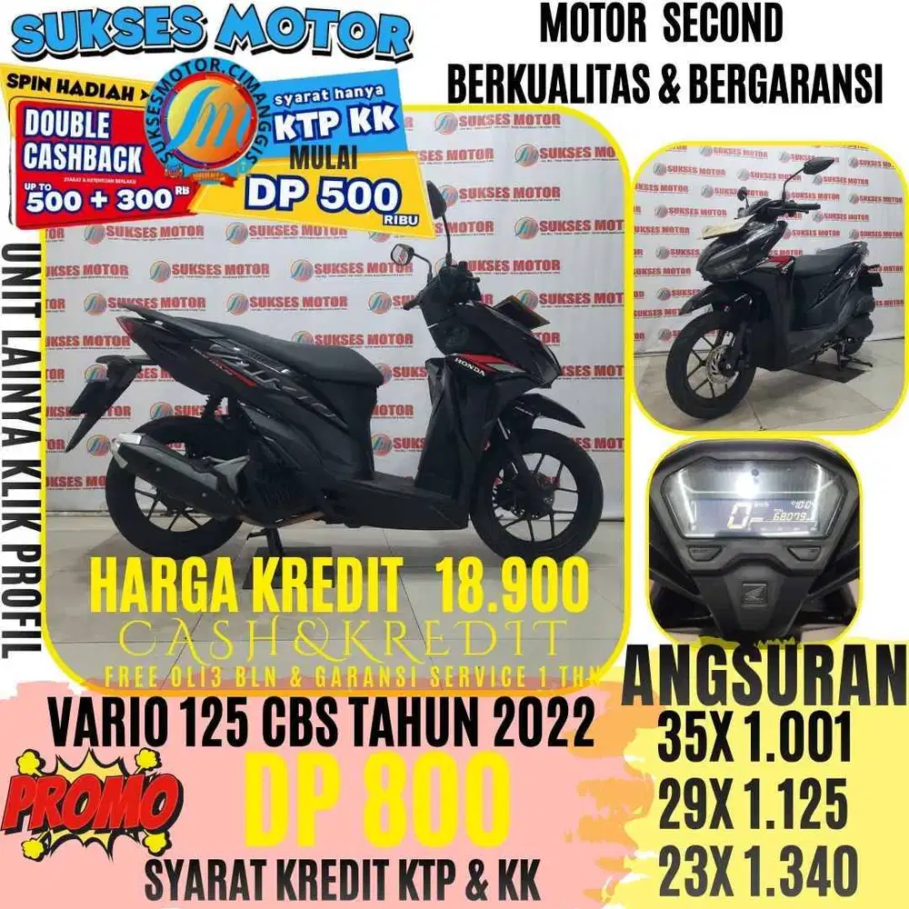VARIO 125 CBS TAHUN 2022 CASHBACK UPTO 300 RIBUAN BERGARANSI