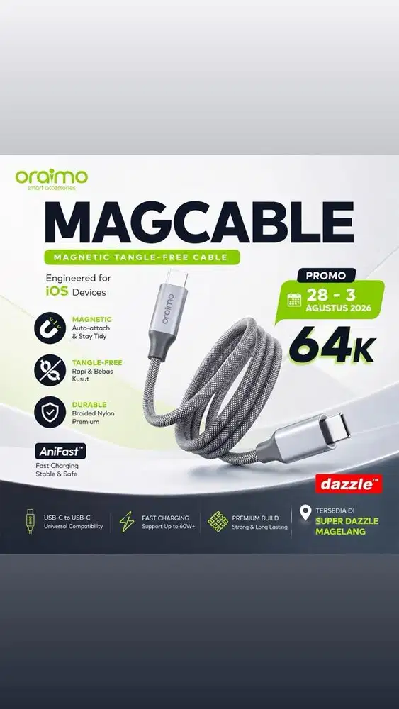 Kabel data oraimo c to c ocd 710cc 3A 1m black