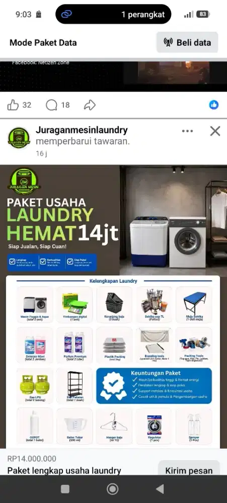 Mesin cuci paket usaha lengkap