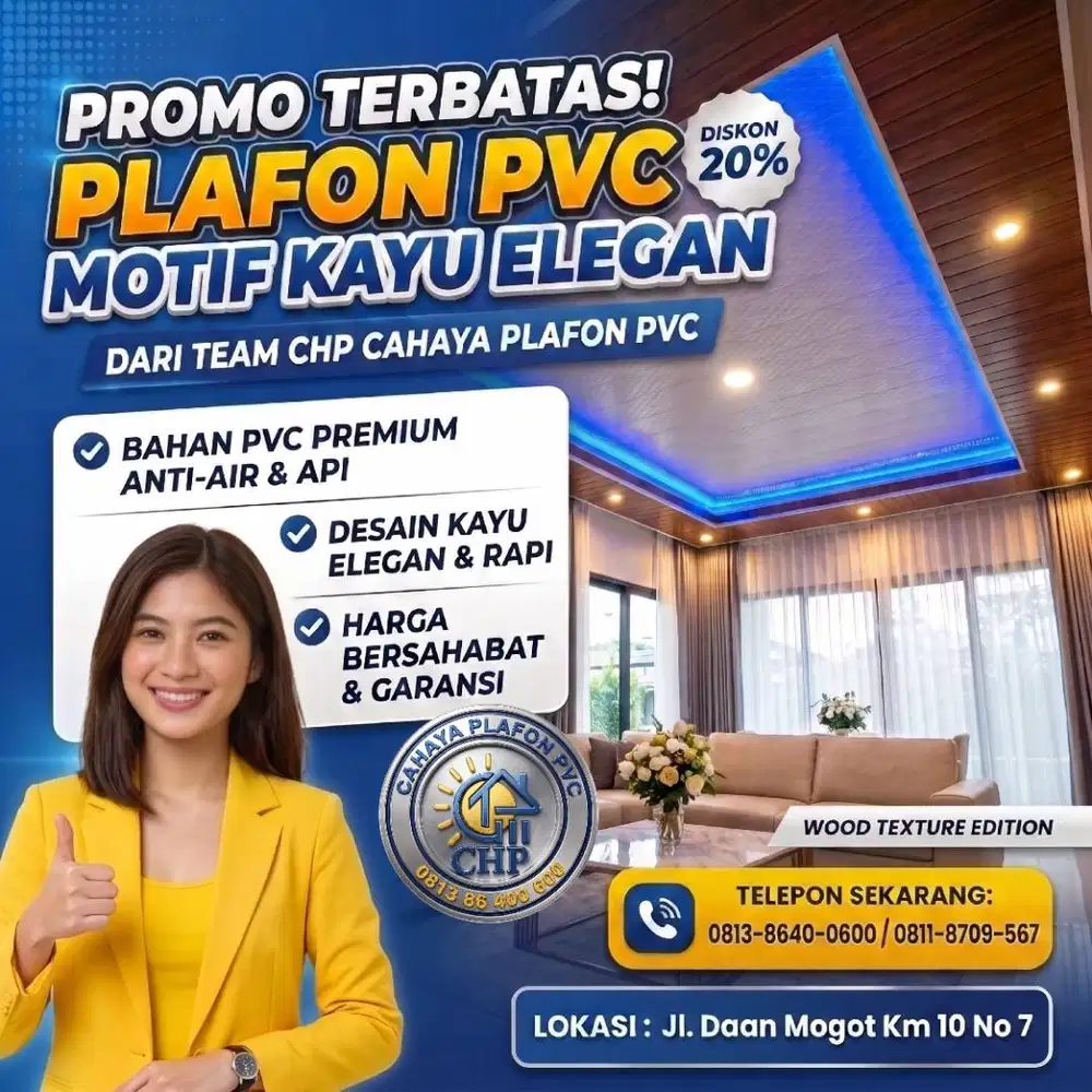 PROMO TERBATAS! Plafon PVC Motif Kayu Elegan dari CHP!