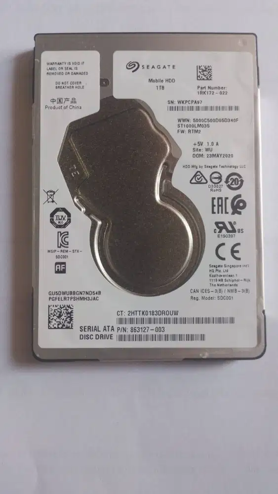 Jual HDD Laptop Seagate 1TB (Rusak)