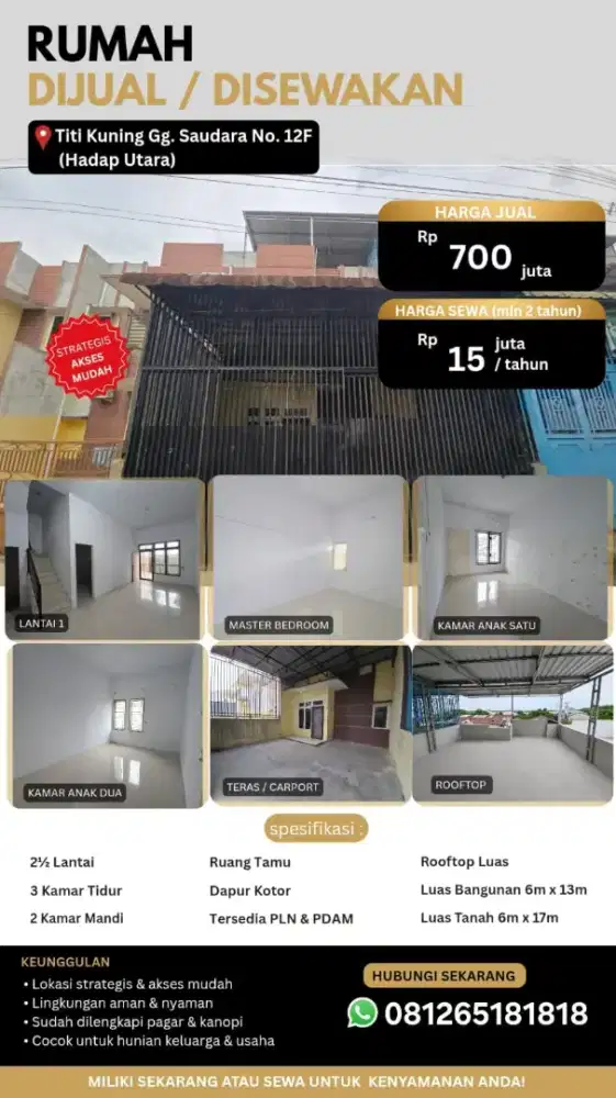 Dijual/disewa rumah town house