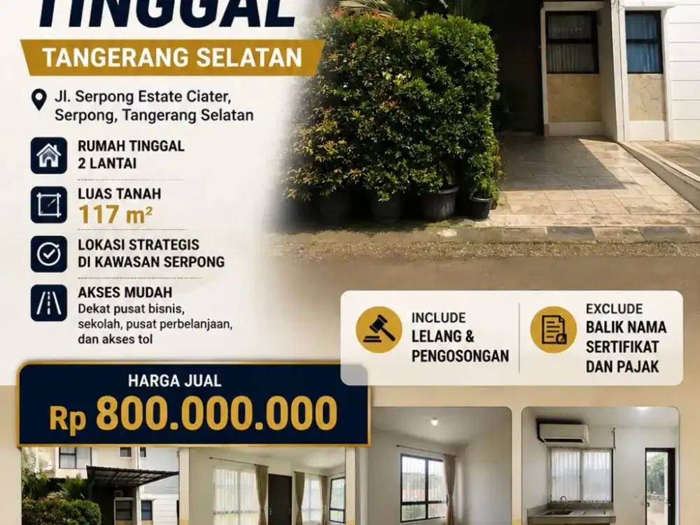 JUAL VIA LELANG RUMAH TINGGAL TANGERANG SELATAN