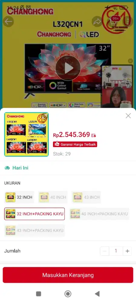 Jual canghong smart google tv digital 32 inch