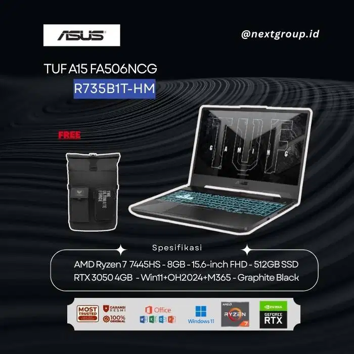 Asus TUF A15 FA506NCG-R735B1T-HM /Ryzen 7-7445HS/8GB/512GB/RTX3050 4GB