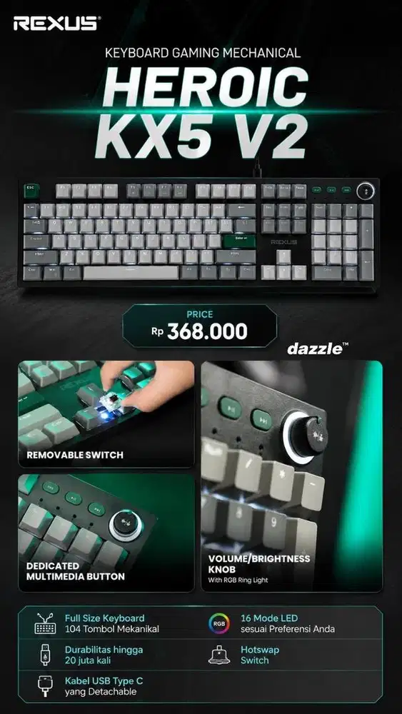 Keyboard mechanical rexus KX5