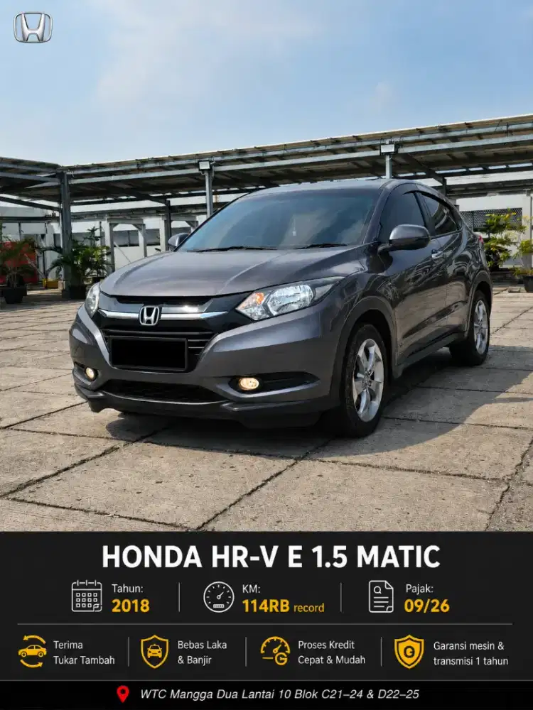 HR-V E cvt matic tahun 2018 abu abu