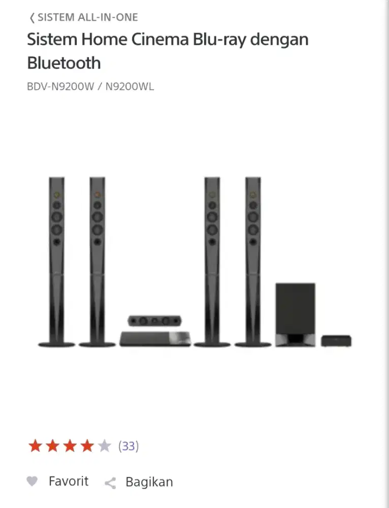 Home cinema blue ray bdv N9200W produk langka