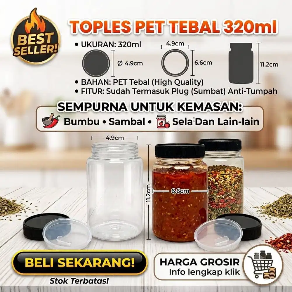 Toples Sambal/Toples Jar Plastik 320ml