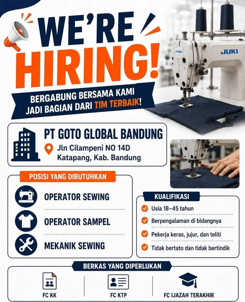 LOWONGAN KERJA JAHIT