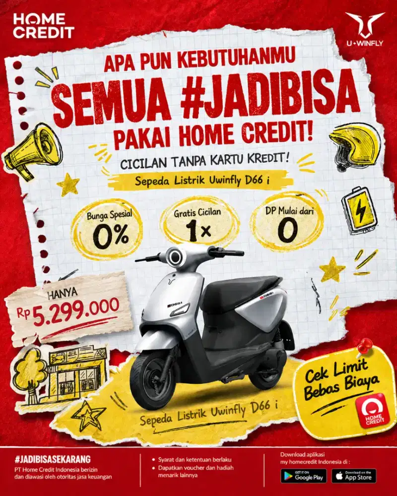 PROMO KREDIT SEPEDA LISTRIK UWINFLY D66 i TERMURAH SEKOTA PALEMBANG