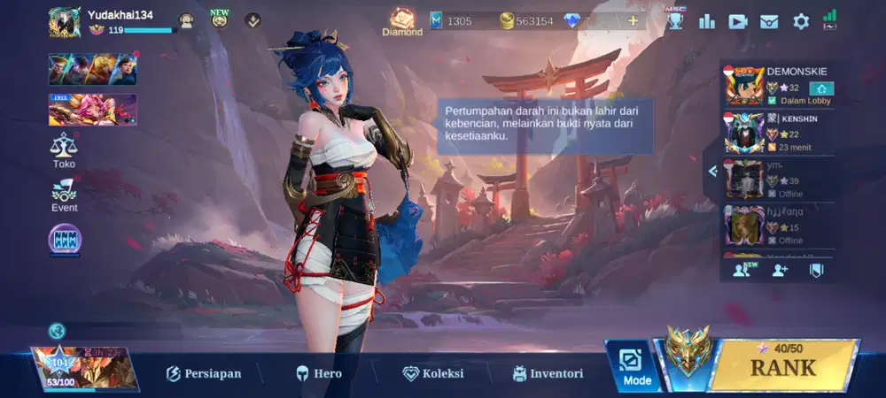 Jual akun ml jual Rugi 1.500.000