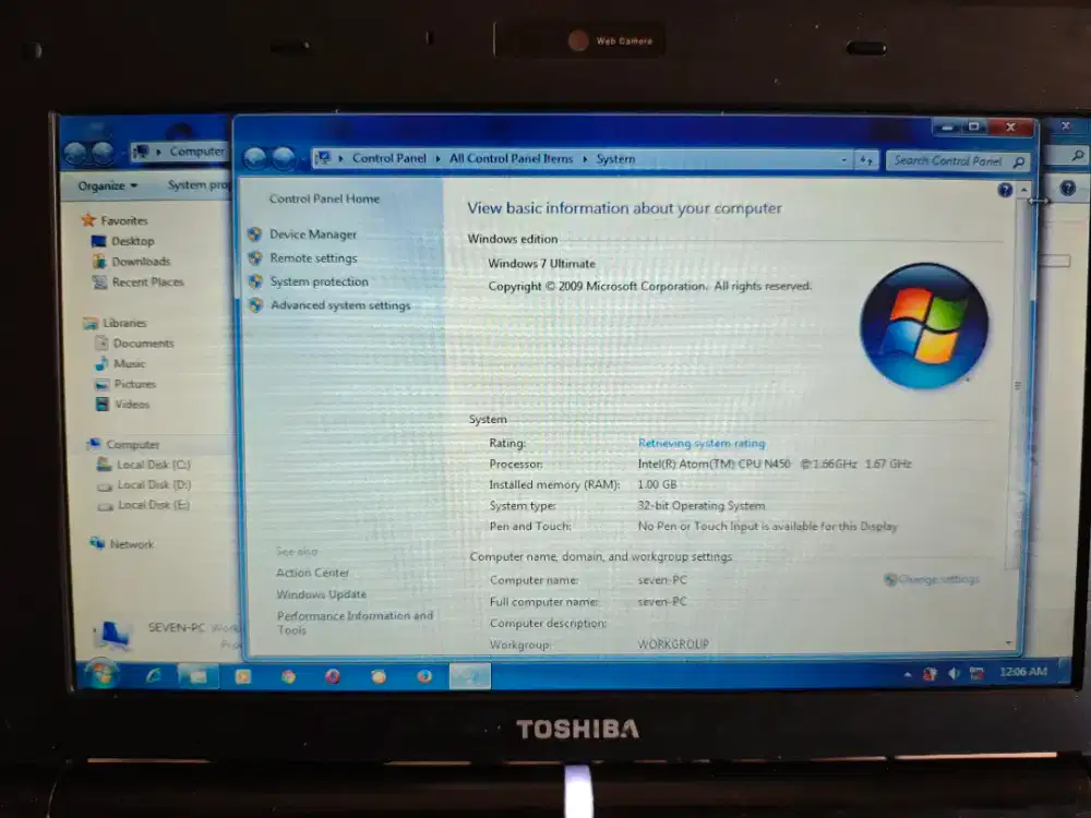 Toshiba NB 300 Intel Atom