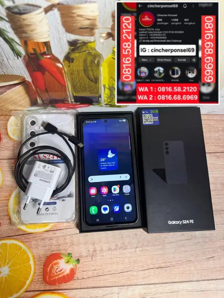 Jual hp likeNEW SAMSUNG S24 fe 5g 8/512 istimewa grs resmi FRE adaptor
