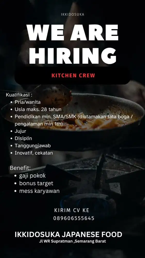Kitchen Staff / Chef / Cooks Masakan Jepang