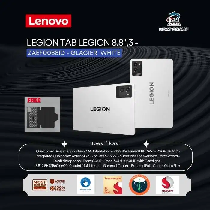 Lenovo Legion Tab (8.8, 3) 16GB+512GB - Snapdragon 8 Gen 3 - 6550mAh