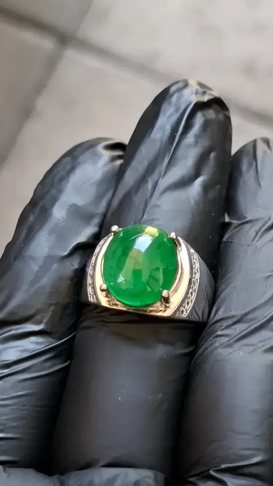 Cincin Batu Giok Natural Jadeite Jade Type A Dim 13 x 10 x 4mm