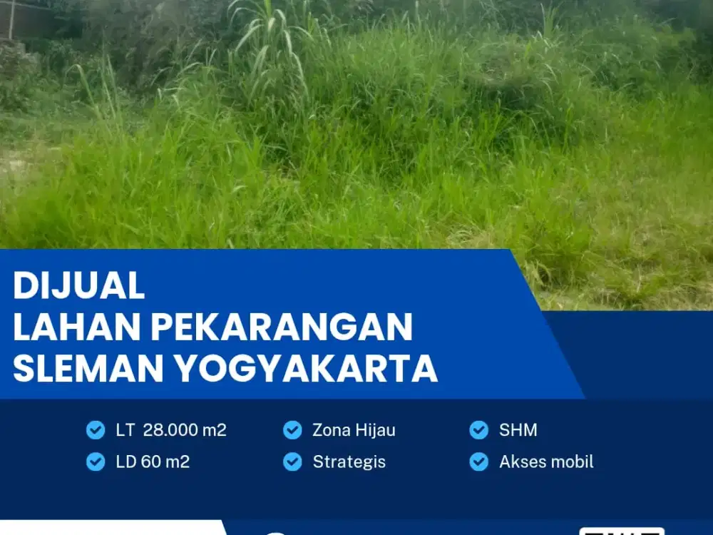 Dijual Lahan Zona Hijau Lokasi Strategis  Sleman,Yogyakarta Luas 28.000m2