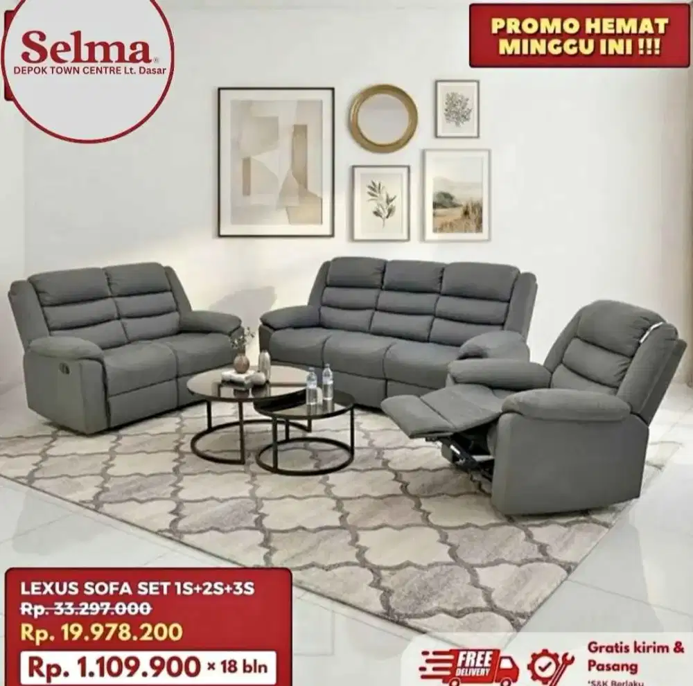 TERLARIS SOFA SET LEXUS RECLINER MURAH MINIMALIS