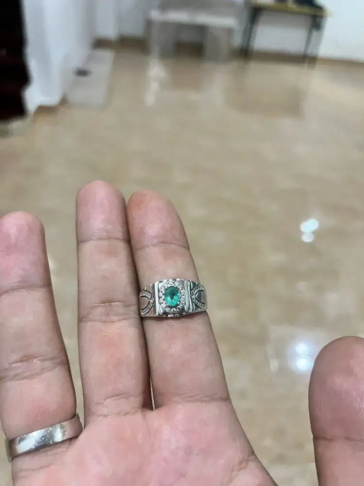 Natural Emerald Zamrud Colombia Import ring perak