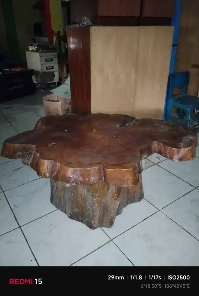 Gembol meja akar kayu jati tua