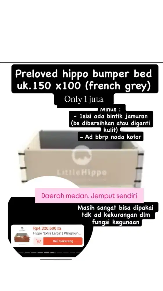 Hippo bumper bed 150*100