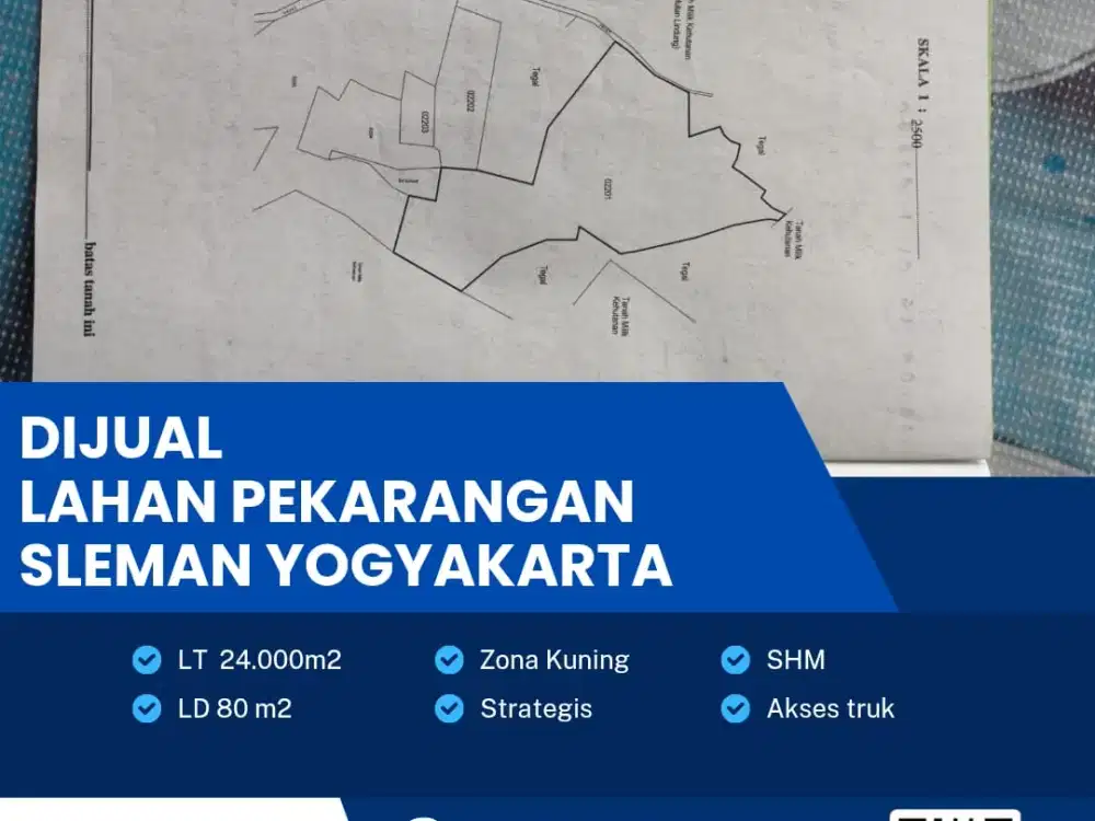 Dijual Lahan Zona Hijau Lokasi Strategis Sleman,Yogyakarta  Luas 2,4 Ha BU!!