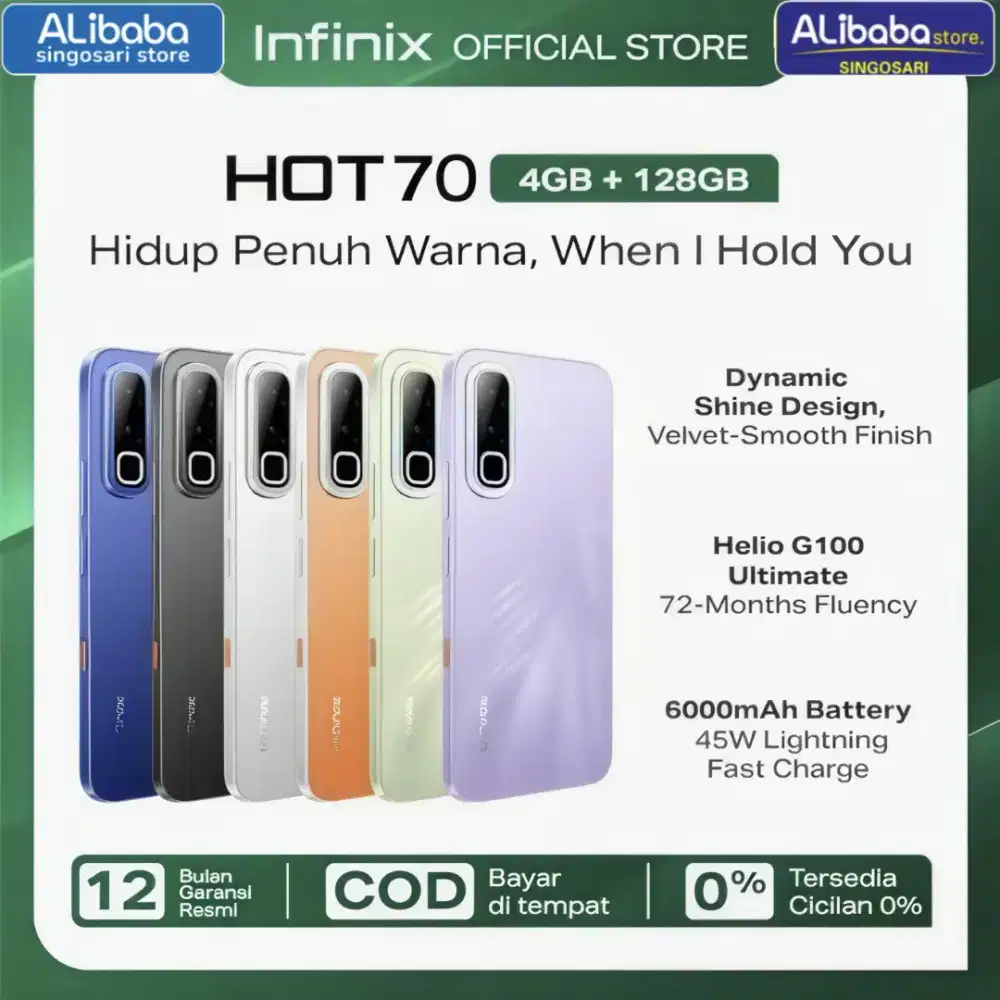 Infinix Hot 70 RAM 4+8/128GB New Garansi Resmi 1 Tahun | Helio G100