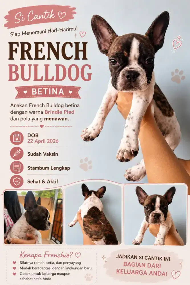 Frenchie betina warna unik