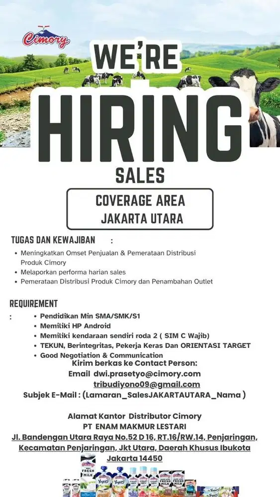 Lowongan Kerja Sales Cimory