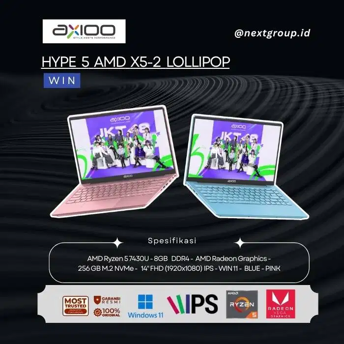 Axioo Laptop Hype 5 AMD X5-2 Lollipop Edition Ryzen 5 7430U/8GB/256GB